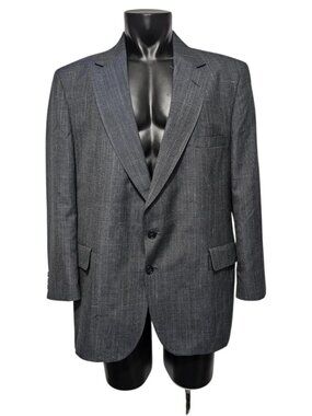 Adams Row Blazer Men’s 48R Black Glen Plaid Vintage Sport Coat Richman USA